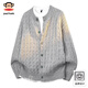 Paul Frank Warm Sweater Men's Autumn and Spring Couple New Knitted Cardigan Round Neck Casual Long-Sleeved Jacket Online Clothes Cedar Gray Official Genuine L Recommended 120-140 Jin Jin equals 0.5 kg