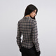GREEN BELT full wool contrasting color patchwork waist plaid shirt for women 2025 winter casual slim long-sleeved top