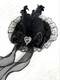 Jiyu original dark gothic Lolita rhinestone lace Lolita subculture hair accessories hairpin feather headdress top hat black curly feather top hat