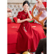 Pubindi Bridal Toast Wear Chinese Cheongsam Toast Wear 2025 New New Red Bride Wedding Engagement Return Dress Burgundy XS