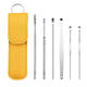 
[Six-piece keychain set] Portable stainless steel ear-digging spoon with hanging chain ear-digging spoon without hanging chain keychain Portable ear-digging spoon keychain [1 set] Random color color