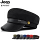 JEEP SPIRIT hat men's autumn and winter beret autumn and winter metal buckle octagonal hat octagonal hat woolen hat flat hat Republic of China trendy style BE123-1 black M (56-58cm)