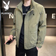 Playboy (PLAYBOY) Jacket Men's Spring and Autumn Workwear Stand Collar Trendy Casual Loose Large Size Jacket Khaki Green XL