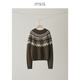 INSISFEMME Australian Merino sheep wool Nordic style literary retro Fair Isle round neck pullover knitted top Madrid Brown S