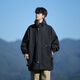NYING American hooded windbreaker jacket men's 25 autumn and winter new fashion brand outdoor workwear mid-length loose casual top black XL (120-140Jin Jin equals 0.5kg)