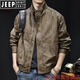 JEEP SPIRIT high-end leather jacket men's autumn and winter 2025 new men's velvet thickening large size trendy brand clothes motorcycle style brown L suitable for 120-140Jin Jin equals 0.5 kg