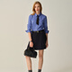 ELAND Small Waist Yilian Shirt Women's Short Cotton Lapel Commuting Top 2025 Autumn New Style Blue (50) Blue M /165