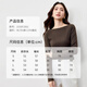 Shandubila one-line collar cotton bottoming shirt for women in autumn, slim-fitting elastic long-sleeved sweater with temperament pit strips and casual top