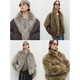 MSBEAST Miss Beast Second-hand two-color raccoon fur collar reversible drop shoulder slightly wide jacket party jacket丨Bahn new order pine green S
