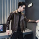 Jason leather jacket men's autumn and winter trendy brand short motorcycle men's tops 2025 new trend handsome leather jacket JK244 black M