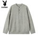 Playboy (PLAYBOY) brand sweater men's new winter henley collar sweater men's Japanese loose casual simple bottoming shirt men's apricot M