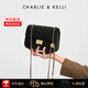 CHARLIE&KELLI brand CK light luxury bag women's bag shoulder bag women's crossbody bag rhombus small square bag Chinese Valentine's Day gift black Jingcang Suda gift bag packaging