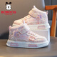 Babudou children's shoes girls' comfortable high-top casual shoes winter velvet warm children's sneakers 106555085 light pink 31