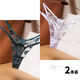 Sexy underwear, sexy vagina open crotch women's thong, can be worn outside, women's open underwear 2 pack dark green white M weight 80-130 Jin Jin equals 0.5 kg