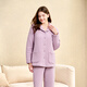 American Standard Winter Couple Pajamas for Men and Women Pure Cotton Three-Layer Thickened Padded Warm Home Clothes Misty Purple L