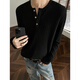 Junyin cleanfit right shoulder long-sleeved T-shirt men's autumn new high-end Henry collar knitted sweatshirt with base layer dark gray XL