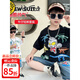 G.DUCKKIDS小黄鸭儿童短袖套装2025夏季中大童装衣服炸街男孩奥特曼两件套 1283套装-白色 110