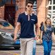 Mr. Stoffknopf Retro Polo-Shirt Sommer Neue Männer Revers kurzärmelig College-Stil AT12083 Navy Blue XL (180)
