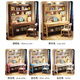 Huixun Nordic solid wood desk and bookshelf integrated children's study table for home bedroom primary and secondary school students writing table can be lifted walnut color #desk + bookshelf 80cm*60cm*75cm total height 190cm