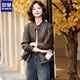 Romon Maillard Veste en cuir femme 2025 nouveau printemps et automne court ample décontracté rétro veste de moto en cuir PU haut marron S Recommandation 80-100Jin Jin est égal à 0,5 kg