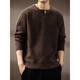 Henhut luxury high-end brand high-end Henley collar men's sweater autumn new trendy brand loose lazy style sweater for men brown S
