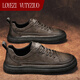LOYEZI VUTYZIUO light luxury men's shoes 2025 autumn and winter new sneakers for men genuine leather soft sole sports work business casual leather shoes for men Khaki 41 standard leather shoe size