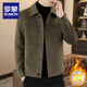 ROMON wool jacket men's short velvet thickened jacket autumn and winter men's new casual slim lapel woolen top Khaki XL 180/100A 130-150Jin Jin equals 0.5 kg