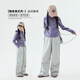 Ikano I.KARNOW Girls Sports Set Children's 2025 New Autumn Clothes Fashionable Autumn Hoodie Sweatshirt Fashionable Two-Piece Set Girls 15267 Gray + 10153 Purple 150