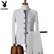 Playboy Chinese tunic suit for young men Chinese suit suit men Chinese stand collar casual jacket wedding dress two-piece trendy gray-TZ109 suit + pants XL 135Jin Jin equals 0.5 kg for inner wear