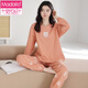 Modal 100% pure cotton pajamas for women in spring and autumn long sleeves sweet and cute summer cotton Korean style home clothing autumn and winter set 6628 T5352 L (recommended to wear 105-125 Jin [Jin equals 0.5 kg])
