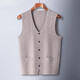 KING DEER Ordos Cashmere Sweater Men's Vest Vertical Pattern Elderly Spring Autumn Winter Cardigan V-neck Dad's Vest Medium Gray M 170 110-130Jin Jin is equal to 0.5 kg