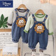 Disney (Disney) baby spring and autumn denim overalls suit baby 2024 new style boys two-piece set children's clothing long-sleeved autumn clothing light gray LS lion overalls suit 110