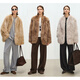 Msbeast Beast Miss Imported Blue Fox Kan Hair Smilkty V-Chille Fox Fur Coat Women | Trituración huayingyue smiltty ámbar brown m