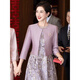 Fat Donglai's same style Chinese mother's wedding dress two-piece noble mother-in-law's wedding banquet dress cheongsam wedding dress small lilac suit 2XL