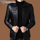 ARMANI EXCHANGE Armani lapel leather jacket men's velvet thickened leather jacket young and middle-aged jacket men's winter jacket regular style AG_BL813 black M 170