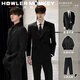 Sound Monkey Suit Men's Interview Professional Student Formal Suit Wedding Dress New Groomsman Business Casual Jacket Men Black Suit + White Shirt + Black Pants + Tie L