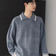 COMOKD COMOKD Autumn and Winter American Henry Collar Sweater Men's Casual Lazy Style Knitted Sweater Loose, Comfortable, Fashionable and Trendy Inner Top Medium Gray XL