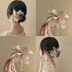 Fan Shengyu chiffon flower bead hairpin temperament tassel U-shaped hairpin retro new Chinese style ancient style hairpin hairpin dead leaf dish hairpin gentle coffee