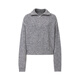 Enos Eshi Shopping Mall Same Style 2025 Winter New Versatile High Street Fashionable Knitted Sweater Lapel Sweater Women 41028003 Smoke Gray S