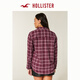 HOLLISTER25秋季新款美式辣妹宽松法兰绒格子衬衫女装340-5455 红色格子 L (165/96A)