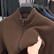 Pure wool stand-up collar pure wool sweater for men in autumn and winter solid color thickened warm knitted cardigan sweater jacket for men GO1552197 blue gray XL recommended 145-160Jin Jin equals 0.5 kg