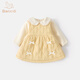 班喜迪女童连衣裙冬装新款洋气婴儿宝宝公主裙夹棉儿童背心裙子套装秋冬 黄色 73