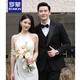 ROMON Groom Wedding Wool Suit Men's Korean Slim Business Formal Tuxedo Banquet Evening Suit Black Suit Jacket+Pants+Vest+White Shirt Free Tie 2XL Recommended 135-150Jin Jin is equal to 0.5 kg
