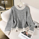 Shechihan Sheep Wool Round Neck Pullover Women's 2025 Autumn Clothing New Drop Shoulder Sleeve Loose Top
