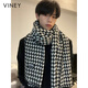Viney scarf men's 2025 new winter houndstooth high-end warm scarf birthday gift for boyfriend and husband black-high-end gift box