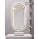 Aluminum alloy frame long round runway smart mirror hotel bathroom wall-mounted touch screen LED light illuminated cosmetic mirror elegant black + white light + defog + time temperature 50x100 cm