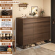 ZHUOHE Solid Wood Corner Shoe Cabinet Home Doorway 2025 New New Chinese Style Entry Storage Cabinet Integrated Wall Shoe Rack AAAA+ Door-to-Door Delivery Gold Wire Walnut Pattern 100CM