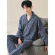 Hailan Home's spring and autumn cardigan pajamas men's long-sleeved trousers plus large size autumn and winter simple stripes can be worn outside. Long-sleeved cardigan suit-OMM12014 4XL men's recommendation 190-210Jin [Jin equals 0.5 kg]