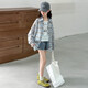 Girls plaid shirt autumn top 2025 new inch coat medium and large children's trendy long-sleeved shirt sun protection blue 130