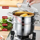 Jingdong online supermarket operates from the official store flagship 316 stainless steel steamer 2025 new household thickening purchasing agent brown lid double-layer steamer extra thick 26C e 26cm